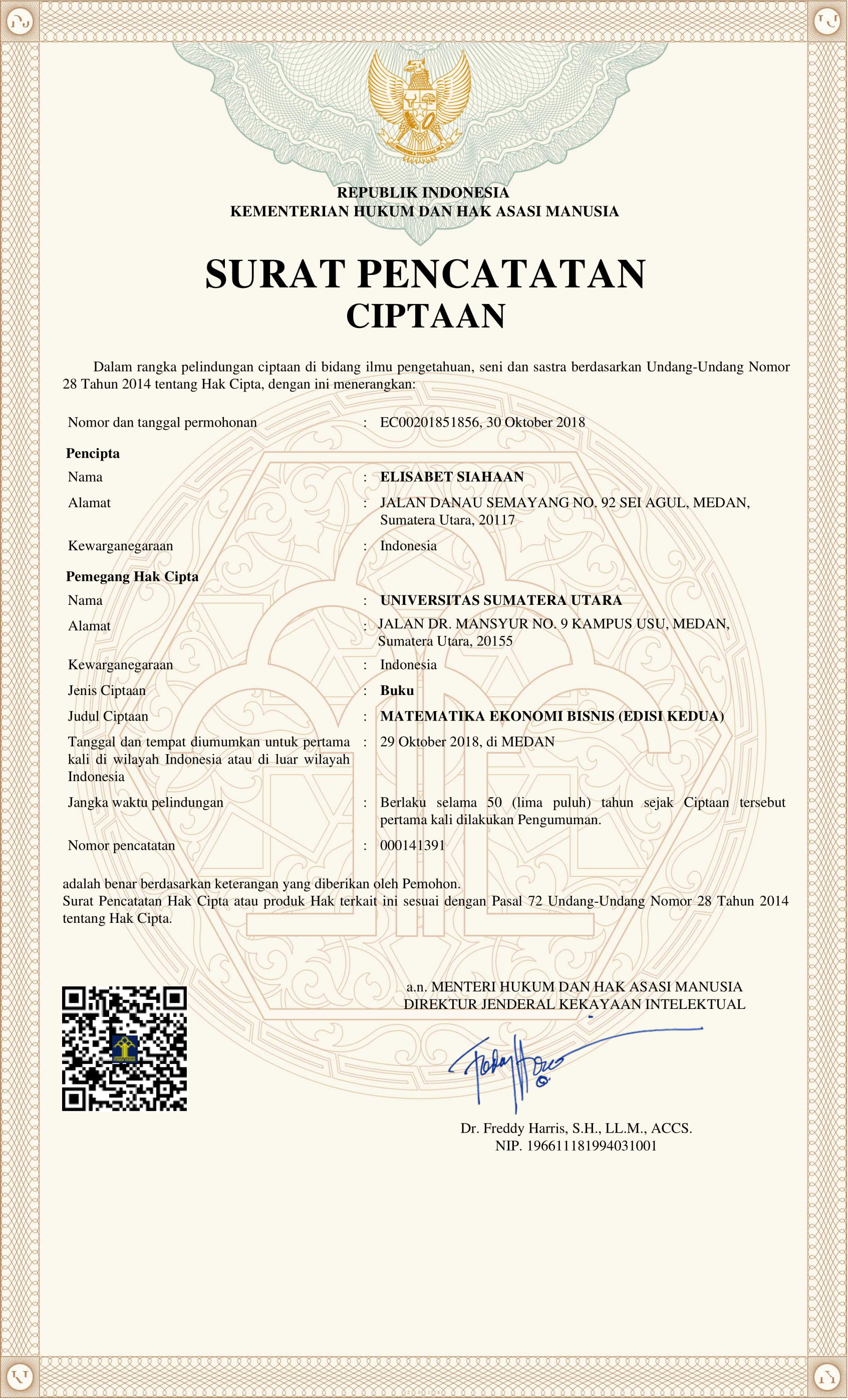 sertifikat Elisabet Siahaan 1